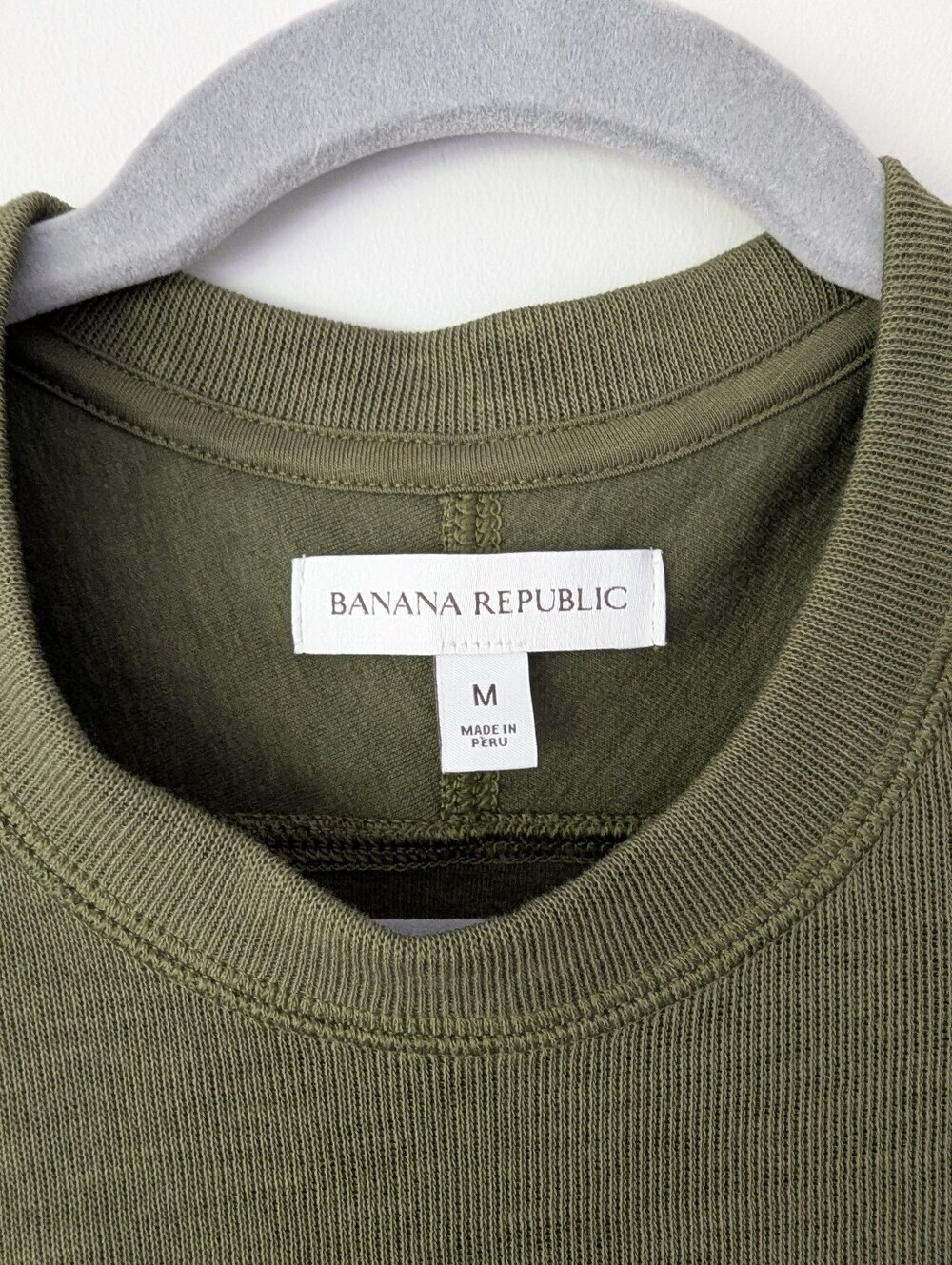 Banana Republic Slub Double-Knit Crew-Neck T-Shirt Green Mangrove Soft Classic - Picture 3 of 10